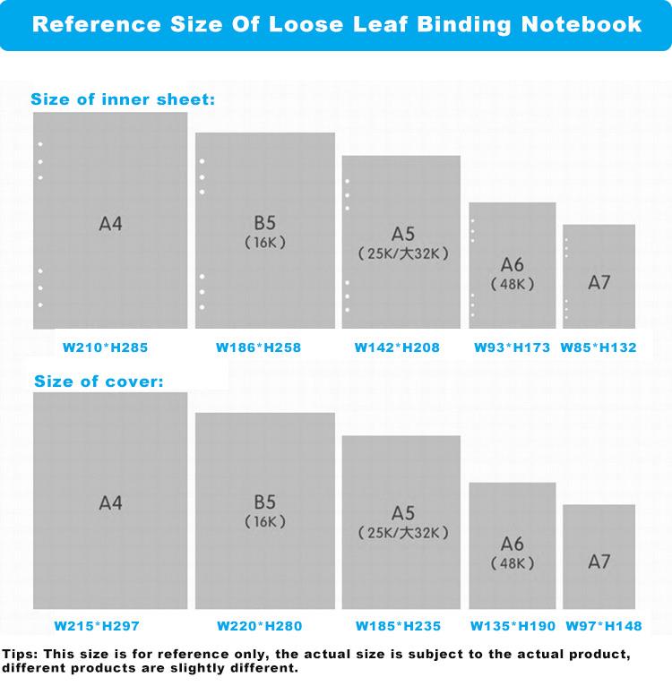 ML Reference Size Of Loose Leaf Binding Notebook